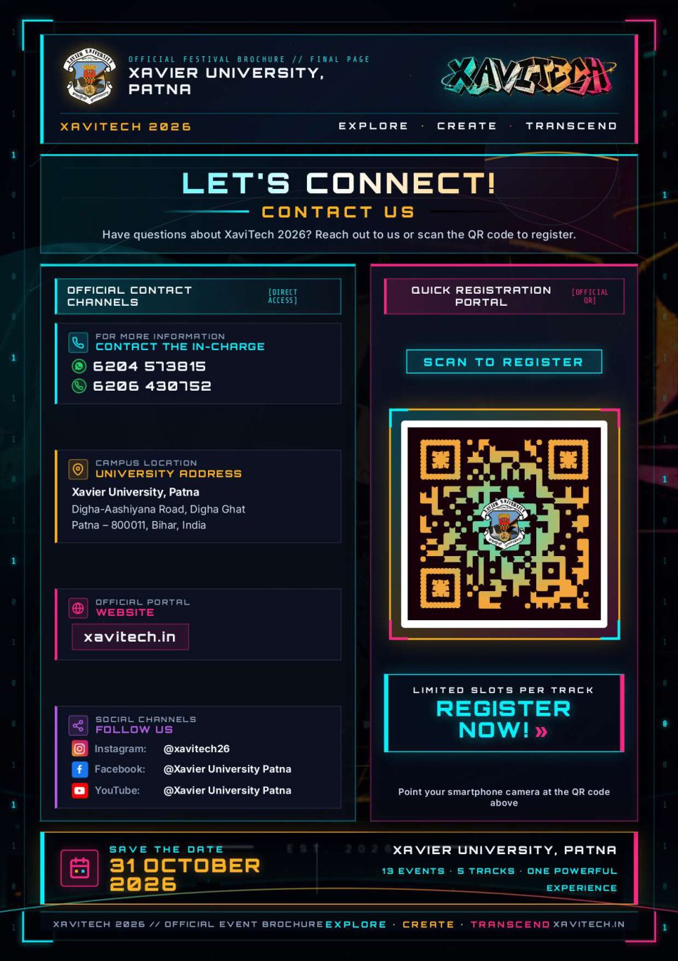 XaviTech contact and registration QR page